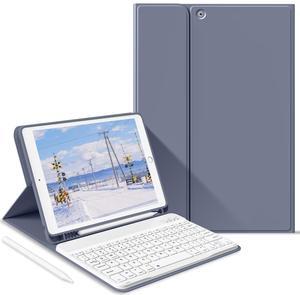 JKSML Keyboard Case for iPad 9th Generation/8th Gen/7th Keyboard Case, Bluetooth Keyboard for iPad 9 8 7 Generation Cover 10.2 inch 2021/2020/2019, Built-in Pencil Holder, Purple