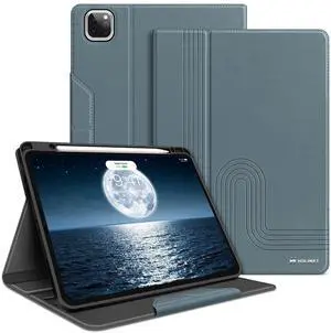 H HOLIMET Case for iPad Pro 12.9 2022 6th/5th/4th/3rd Generation with Pencil Holder Folio Shockproof Auto Sleep/Wake, Vegan Leather