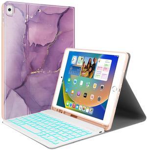 Backlit Keyboard Case for iPad 10.2 9th 8th 7th Generation - Wireless Detachable Keyboard Thin Slim Smart Folio Stand Tablet Cover Case for iPad 10.2 Inch/iPad Air 10.5"(3rd Gen)/iPad Pro 10.5",Purple