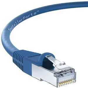 InstallerParts (10 Pack Ethernet Cable CAT6 Cable Shielded (SSTP/SFTP) Booted 1 FT - Blue - Professional Series - 10Gigabit/Sec Network/High Speed Internet Cable, 550MHZ