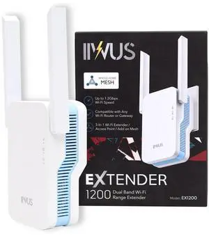IIWUS AC1200 WiFi Extender, Mesh WiFi System, Powerful Mesh WiFi Extender with Ethernet Port, Dual Band Range Extension, Wi-Fi Extender + Access Point