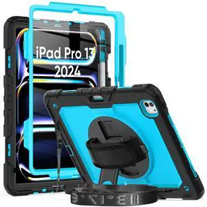 Herize Case Compatible with iPad Pro 13 Inch Case M4 with Screen Protector Pen Holder | Case for iPad Pro 7th Gen Model A2925/A2926/A3007 | Heavy Duty Rugged Case W/Stand Hand Shoulder Strap
