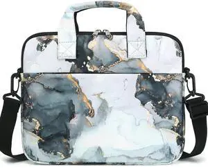 JIANYA Tablet Carrying Bag Kids Tablet Sleeve Bag with Shoulder Strap, 10-12.5 Inch, Marble Cyan
