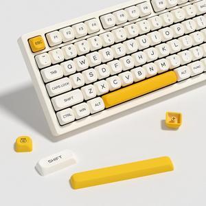 YMKPVR KBDiy Honey Milk KOA Profile Keycaps 75 Percent,Dye-Sublimation PBT Yellow Cute Custom Keyboard Keycap,138 Key Cap Set for Cherry Gateron MX Switches Mechanical Keyboards