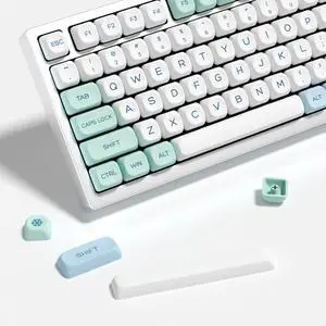 YMKPVR KBDiy Snow Mountain KOA Profile Keycaps 60 Percent,Dye-Sublimation PBT Blue Custom Keyboard Keycap,138 Keys Cap Set for Cherry Gateron MX Switches Mechanical