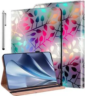 KEFBWAO Case for 2024 New  Fire HD 8 & 8 Plus Tablet (12th Generation/10th Generation, 2024/2022/2020 Release), Stylus Holder Flip Wallet Leather Cover for Fire HD 8 Tablet Case, Maple Leaf