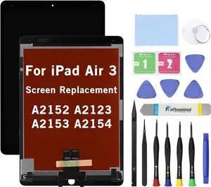 10.5" Screen Replacement for iPad Air 3 (3rd Gen) 2019 A2152 A2123 A2153 A2154 LCD Display Glass Touch Digitizer Premium Kit with Tools - Black