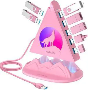7 Port USB 3.0 Hub,Pink USB Hub with Wolf Shaped RGB Night Light, 2ft Long Cable and Pink Base,for Laptop, PC, Flash Drive, HDD, Console, Printer, Keyborad, Mouse and More(Charging Not Supported) 7 Port USB 3.0 Hub,Pink USB Hub with Wolf Shaped RGB Night Light, 2ft Long Cable and Pink Base,for Laptop, PC, Flash Drive, HDD, Console, Printer, Keyborad, Mouse and More(Charging Not Supported)