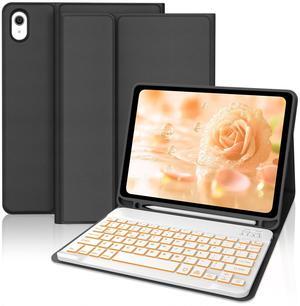 IVEOPPE for iPad 11th 10th Generation Case with Keyboard, 7 Colors Backlit Wireless Detachable Bluetooth Keyboard for iPad 11-inch A16 2025 10th Gen 10.9 Inch 2022, Flip Stand Case,Black