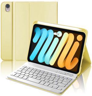 IVEOPPE iPad mini 7th Gen 2024 (A17 Pro) & iPad mini 6 Keyboard Case 2021, Detachable Wireless Keyboard, 7 Color Backlit, Slim Folio Cover with Pencil Holder for iPad mini 7th/6th Gen 8.3 inch Yellow