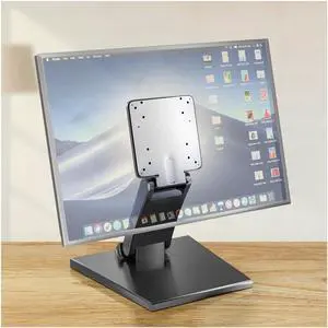 Jakeko Lay Flat Low Profile Monitor Stand - For 14-27" Screens Ergonomic Adjustable Desktop Mount With 100x100mm Compatibility