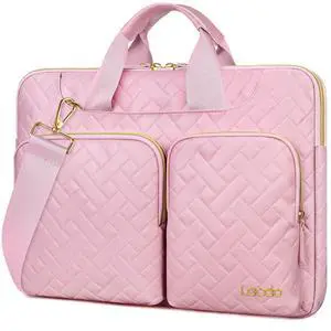 Lacdo Laptop Bag for Women, 16 inch Laptop Shoulder Bag for 16 inch New MacBook Pro M4/M3/M2 /M1 Pro Max A3403 A3186 A2991 A2780 A2485 2024-2019, 15" Surface Laptop 7th Copilot+PC, Sakura Pink