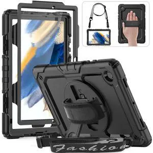 HXCASEAC Case for Samsung Galaxy Tab A8 Case 10.5 inch, Protective with Screen Protector/Hand Strap/Pen Holder, Sturdy Shockproof A8 Tablet Case 2022 SM-X200/X205/X20 - Black