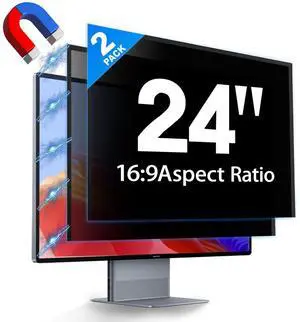 JEAPKA 2 Pack Hidden Design Magnetic Computer Privacy Screen 24 inch, Removable Screen Filter for Frameless Monitor 16:9 Widescreen, Anti Blue Light Privacy Shield, Anti-Glare Protector