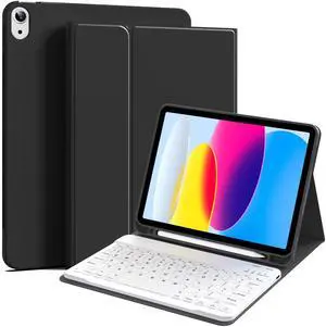 IAMKHO Keyboard Case for iPad (A16) 11th Gen 11 Inch 2025, iPad 10th Generation 10.9 Inch 2022, Detachable Wireless Bluetooth Keyboard with Built-in Left Side Pencil Holder (Black)