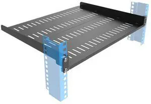 JINGCHENGMEI 1U Server Rack Shelf, Universal Vented Rack Mount Cantilever Tray Deep Adjustable 14-17In for 19 Inch Networking Equipments Rack Enclosure, Black (1U14In)