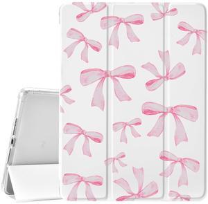 JOYLAND White Pad Case for iPad Air 4/Air 5,10.9 Inch 2022/2020 with Pencil Holder-Auto Wake/Sleep,Cute Bow Anti-Scratch Shockproof Premium Folio Stand Case for iPad Air 11 inch (2024)