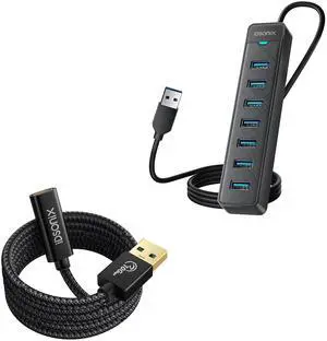 7 Prots USB Hub 3.0 1.64Ft & USB C Female to USB Male Adapter
