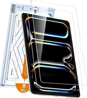 iGluz 2 Pack for iPad Pro 13 inch M4 7th Gen(2024) 9H+ Tempered Glass Screen Protector with Easy-Install Box[12FT Military Grade Shatterproof] Apple Pencil Compatible,HD Clarity,Scratch Resistant