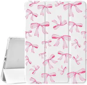 Idocolors Cute Bowknot Pad Case for 10.9 Inch iPad 2022/2025, Clear TPU Smart Stand Back Cover with Pencil Holder, for iPad 10th/11th Generation Auto Wake/Sleep Shockproof Protective Case