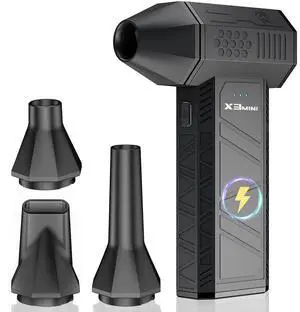 Compressed Air Duster, 180000RPM Electric Air Duster, Rechargeable Cordless Air Blower with 3-Gear Turbo Fan, Canned Air Alternative for Keyboard, PC, Computer, Car, Home & Outdoor Use (Pure Black)