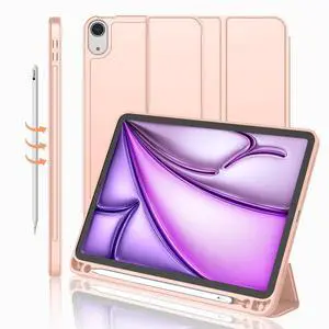 iMieet iPad Air 11 Inch Case M3(2025) / M2 (2024), iPad Air 5th/4th Generation Case 2022/2020 10.9 Inch with Pencil Holder,Trifold Stand Smart Case with Soft TPU Back(Bisque)