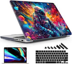 Lepeoac for MacBook Pro 14 Inch 2024 2023 2022 2021 Release M4 A3112 A3401 A3185 M3 A2918 A2992 M2 A2779 M1 A2442 Pro/Max Chip, Plastic Hard Shell Case with Keyboard Cover, Colorful Astronaut