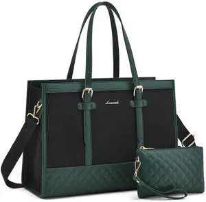 LOVEVOOK Laptop Bag for Women 15.6 inch Canvas Laptop Tote Bag, Large Capacity Work Bags with Clutch Purse, Computer Bags Office Business Briefcase, Casual Handbag for Travel College Teacher