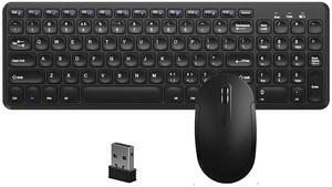Wireless Keyboard and Mouse Combo,JieruiDeng 2.4Ghz USB Cordless Slim Silent Keyboard and Mouse Kit Home Office Game Use for Computer,Laptop,PC Desktops,Mac (Black)