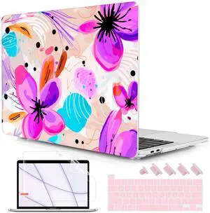Lepeoac for MacBook Pro 16 inch Case 2019 2020 Release Model A2141, Plastic Hard Shell Cover with Keyboard Cover & Screen Protector for MacBook Pro 16 inch with Touch Bar & Touch ID, Trendy Floral