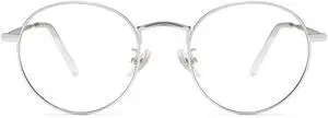 KINGSEVEN Anti-Blue Light Glasses,Ultra-Light Frame Glasses For Men And Women, Prevent Eye Fatigue And UV Glare (ML4526-2-Silver)