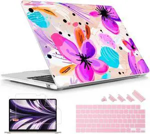 Lepeoac for MacBook Air 13.6 inch Case M4 M3 M2 2025 2024-2022 Release Model A3240 A3113 A2681, Sturdy Plastic Hard Shell Case for MacBook Air M2 13 inch with Touch ID, Trendy Floral