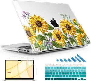 Lepeoac for MacBook Pro 14 Inch 2024 2023 2022 2021 Release M4 A3112 A3401 A3185 M3 A2918 A2992 M2 A2779 M1 A2442 Pro/Max Chip, Plastic Hard Shell Case with Keyboard Cover, Sunflowers