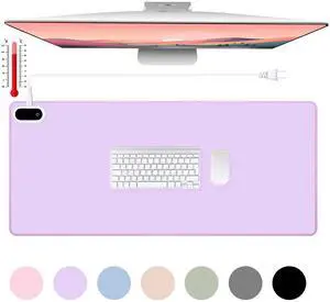 Konohan Heated Large Desk Mat PU Leather Warm Mouse Pad with 5 Heating Level & 4 Hour Auto Shut-Off Heating Keyboard Pad Warmer Gaming Mouse Pad for Office Home(Purple Color,31.5" X 13")