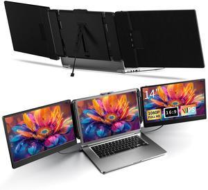 KOJOM 14'' Laptop Screen Extender - FHD 1080P IPS Monitor Extender Portable Monitor for 13-17.3" Laptops USB-C/USB-A/HDMI Port Compatible with Wins Mac Android Linux Chrome