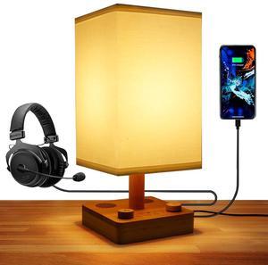 Lexenic Solid Wood LED Bedside Lamp with White Noise Machine,Nightstand Lamp with 38 Sounds Machine,Dimmable 450LM 2700K Warm White Bulb Night Light,Dual 5W Speakers Hi-Fi Bass (Lamp with Speaker)