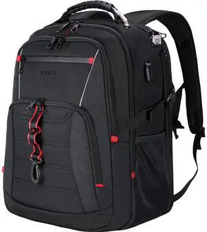 KROSER Travel Laptop Backpack 17.3 inch XL Computer Backpack Stylish College Backpack with RFID Pockets USB Charging Port REFLECTIVE STRIPS Water-Repellent Day pack for Business/Men