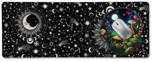 LIMKRIAN Mushroom Mouse Pad, Ergonomic Mouse Pad with Wrist Rest, Gaming Mouse Pad Wrist Support with Non-Slip Pain Relief PU Base, Moon Large Desk Mat, Cute Home Office Desk Accessories Decor