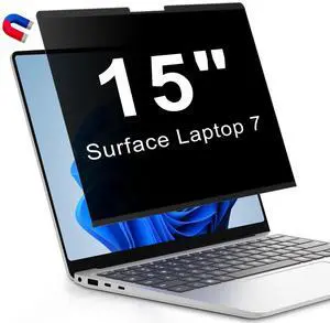 Magnetic Privacy Screen for 15 Inch Microsoft Surface Laptop 7, Removable Anti Glare Screen Protector, Blue Light Computer Filter, Anti Spy Easy Install