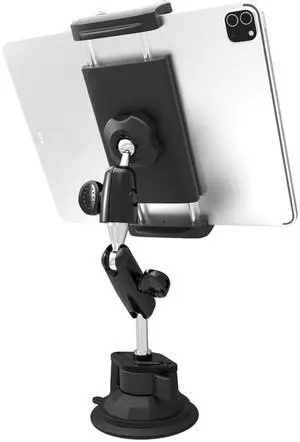 LYFICCS Heavy Duty Truck Tablet Mount - [Adjustable Metal Arm] Vacuum Suction Dash/Windshield Mount for Semi/Commercial Trucks, 4.7-13" Tablet Holder for iPad Pro12.9/Galaxy Tab/iPhone/Android Device