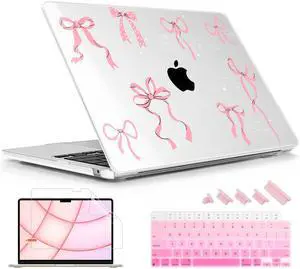Lepeoac for MacBook Air 13.6 inch Case M4 M3 M2 2025 2024-2022 Release Model A3240 A3113 A2681, Sturdy Plastic Hard Shell Case for MacBook Air M2 13 inch with Touch ID, Star Bow