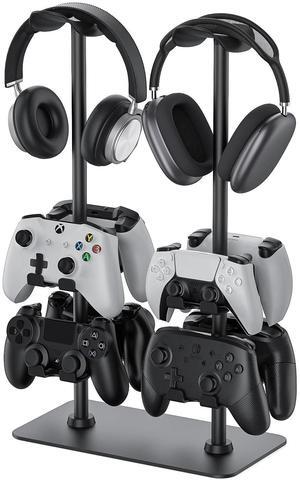 MANMUVIMO Headset Stand Controller Holder for 2 Headset and 8 Controller, Headphone Stand Gaming Controller Holder for PS5 Switch Xbox Airpods Beats Bose, Gaming Room Accessories, Gamer Gifts for Men
