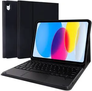 LAMA Touchpad Keyboard Case for iPad (A16) 11th Gen 2025 /10th Gen 2022, Folio Cover with Pencil Holder, Multi-Touch Trackpad, Wireless Magnetic Keyboard for iPad 11th 10th Generation, Black