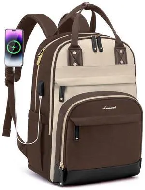 LOVEVOOK Backpack for Women,Laptop Backpack Women,Fits 15.6 Inch Laptop Bag,School Backpacks,Fashion Travel Work Anti-theft Bag,Waterproof Business Computer College Backpack Purse,Brown-Apricot