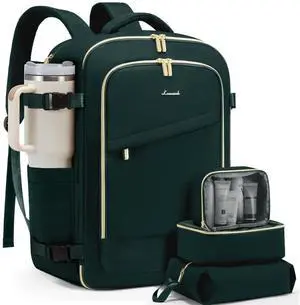 LOVEVOOK 40L Travel Backpack for Women, Carry On Flight Approved, Large Personal Item Bag, Fits 17 Inch Laptop, TSA Approved Luggage with 3 Packing Cubes, Waterproof Weekender Gym Backpack