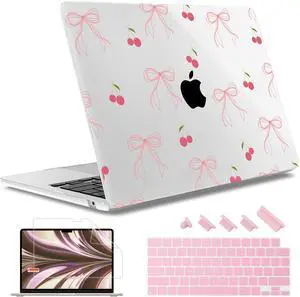 May Chen Compatible with M4 MacBook Air 15 inch Case 2025 2024 2023 A3241 A3114 M3 A2941 M2 with Liquid Retina Display & Touch ID, Plastic Hard Shell with Keyboard Cover - Bow