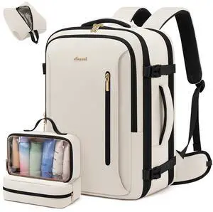 LOVEVOOK Travel Backpack For Women with Waist Strap, 40L Carry On Backpack Luggage Flight Approved,TSA Personal ltem Travel Bag Essentials Fits 17.3 Inch Laptop,Weekender Daypack with 3 Packing Cubes