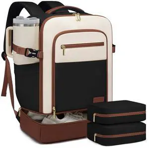 LOVEVOOK Travel Backpack for Women with Shoes Compartment,50L Personal Item Travel Bag Flight Approved Carry On Backpack with 2 Packing Cubes,Large Casual Weekender Luggage Daypack