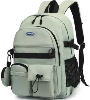 Leaper School Laptop Backpack for Women: Water Resistant Travel Backpack with Water Bottle Pocket - Laptop Bag for College Work - Lightweight Bookbag for Kids Girls Boys Green