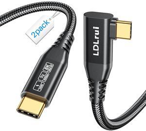 2 Pack USB C Monitor Cable 8K@60Hz/4K@144Hz,Right Angle USB C Cable 3FT, 40Gbps USB 4 High Speed Data Transfer, 240W Type C Charger Fast Charging for iPhone 16,MacBook Pro, iPad,Samsung
